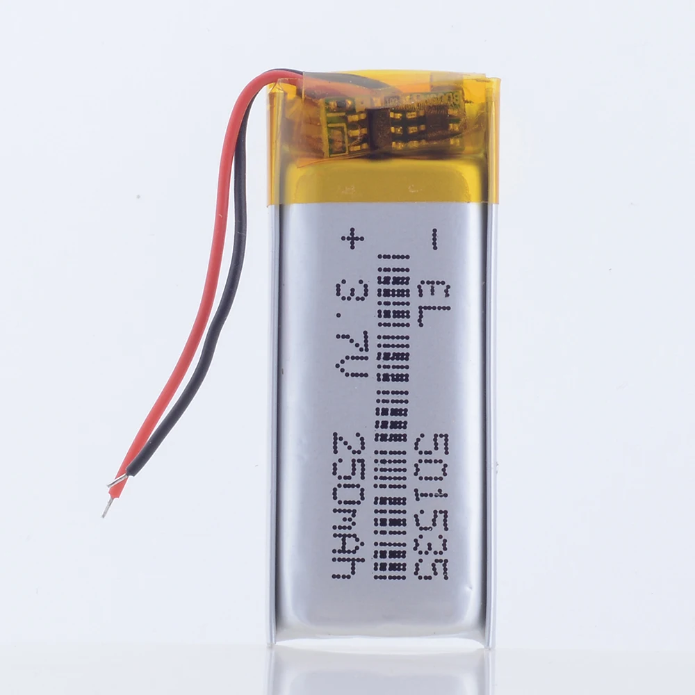 10ชิ้น/ล็อต 501535   3.7V 250mAh แบตเตอรี่ลิเธียมลิเธียมโพลิเมอร์แบบชาร์จไฟได้