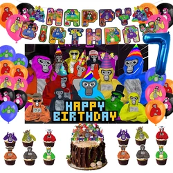 Gorilla Tag Theme Birthday Party Decoration Supplies Number Balloons King Monkey Banner Cake Toppers Backdrop Baby Shower Gifts