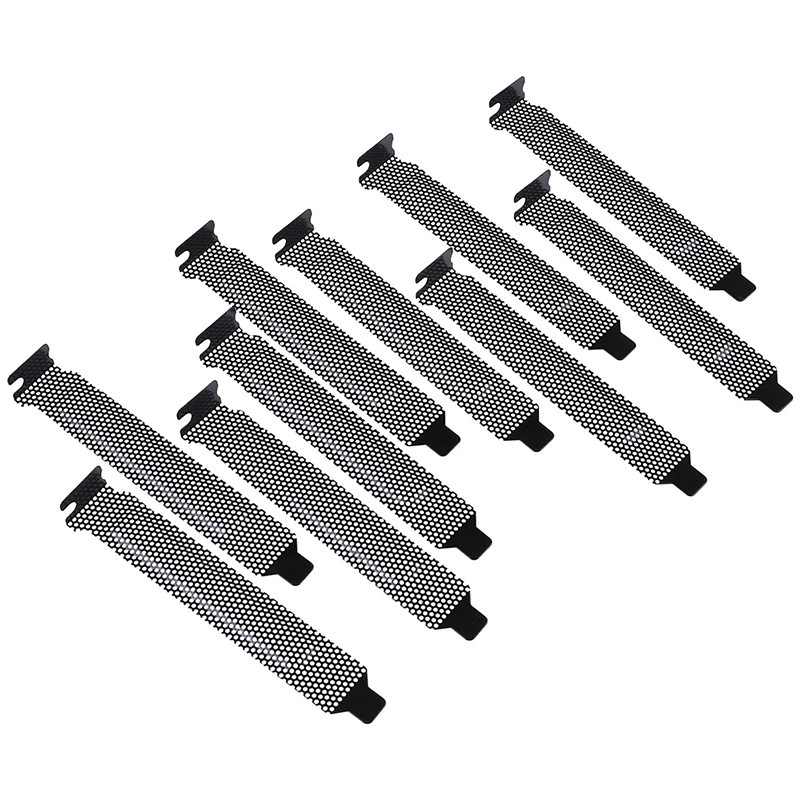 10Pcs Black Steel PCI Slot Cover Dustproof Blanking Plate Computer Case Vent Baffle