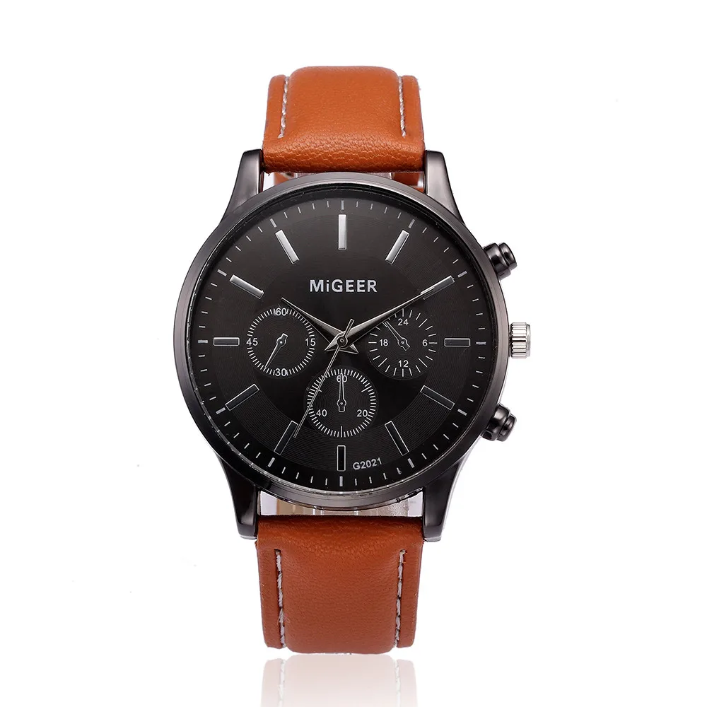 Leather Band Analog Alloy Quartz Wrist Watch