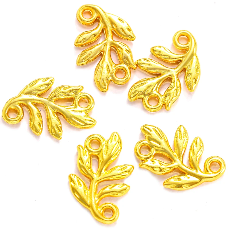 30pcs Double Hole Leaves Charms for DIY Jewellery Making