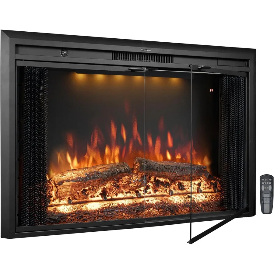 مدفأة كهربائية 50 بوصة مع قدرة تسخين 750 وات/1500 وات لهب قابل للتعديل وألوان إضاءة علوية كراك نار واقعي #1