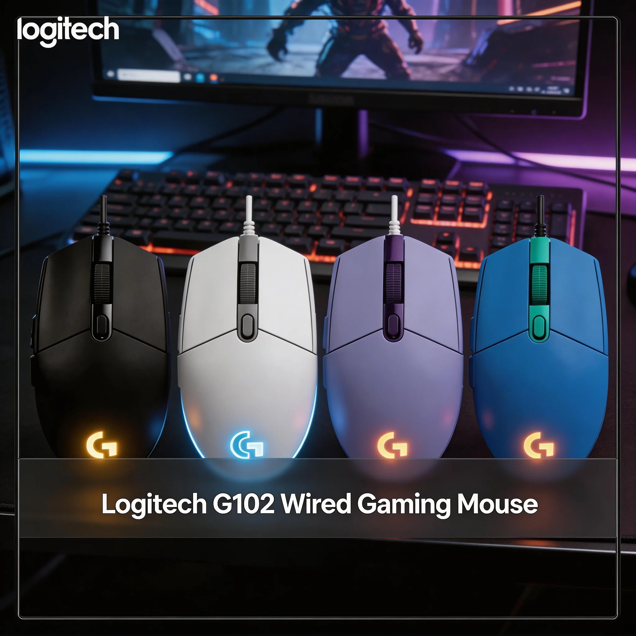 

Logitech G102 Dual Purpose Gaming Mouse USB Wired 8000DPI RGB for Office Work Daily Games PC Computer Peripherals