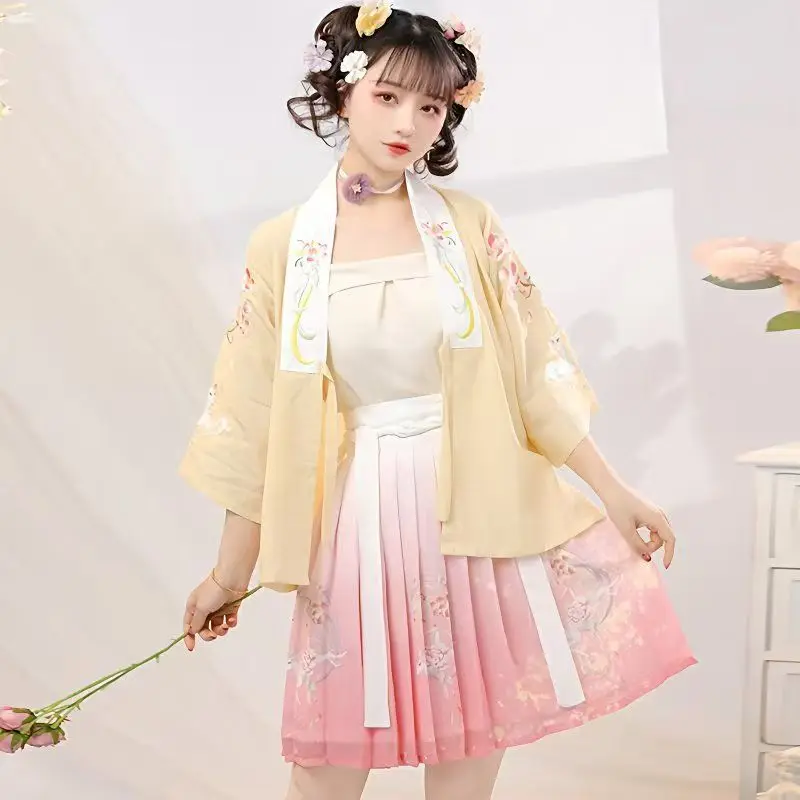 Spring and summer New Song Dynasty Hanfu women\'s Adult Costume Chinese style Han elements super fairy embroidery skirt with susp