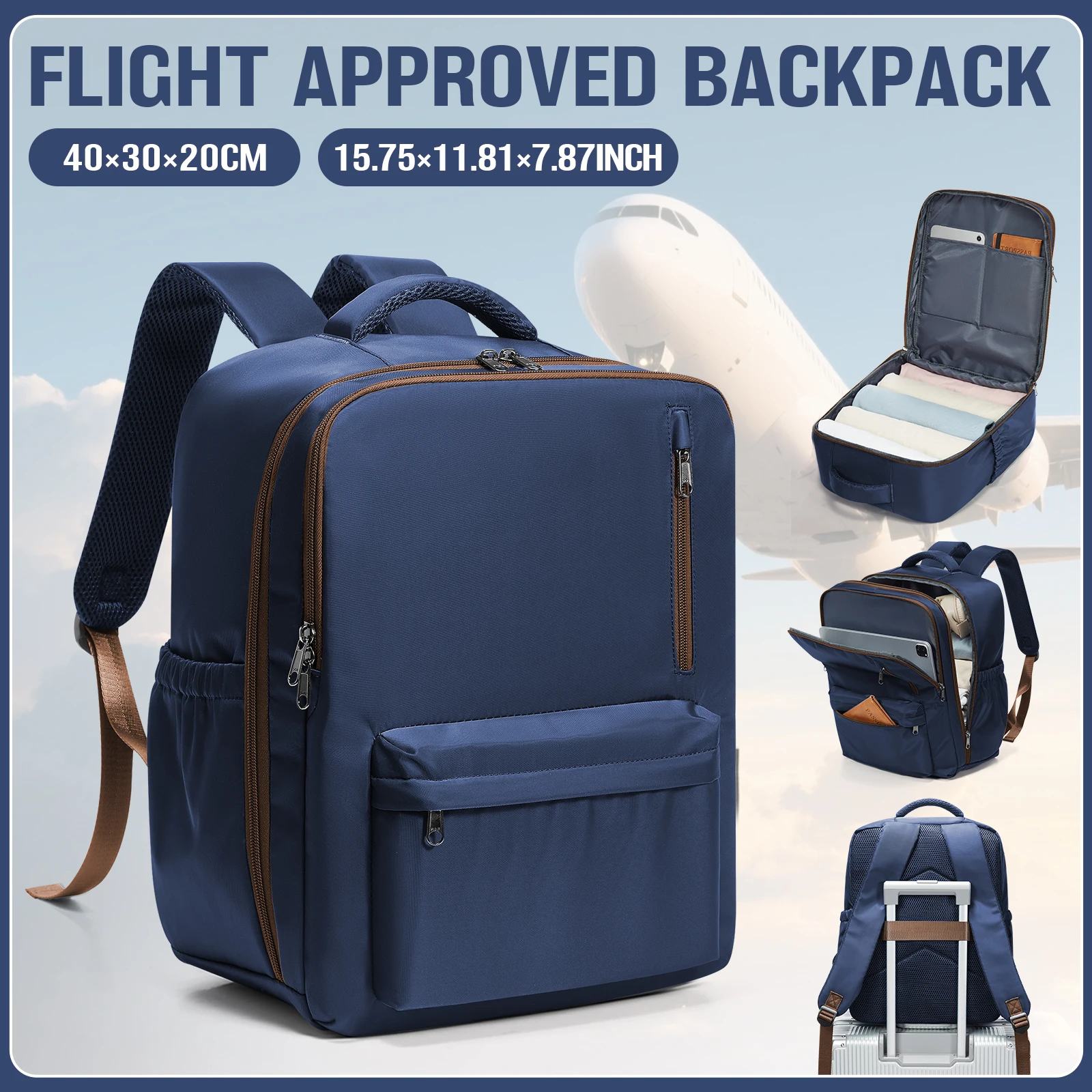 기내 비행기 여행용 백팩 40x30x20, 기내 수하물 백팩 위즈에어 40x30x20 기내용 15.6인치 노트북 가방 대학 백팩