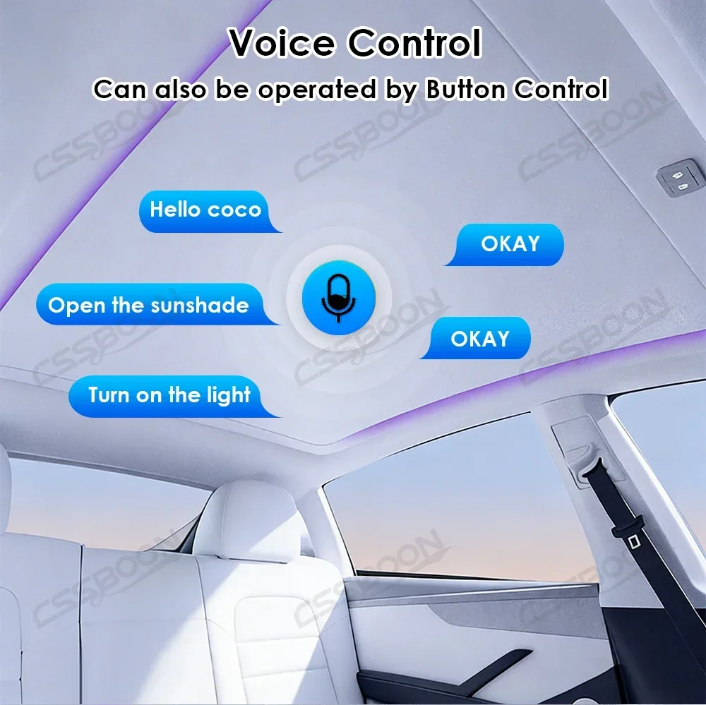 Electric Remote Voice Control Car Sunshade Roof for Model Y