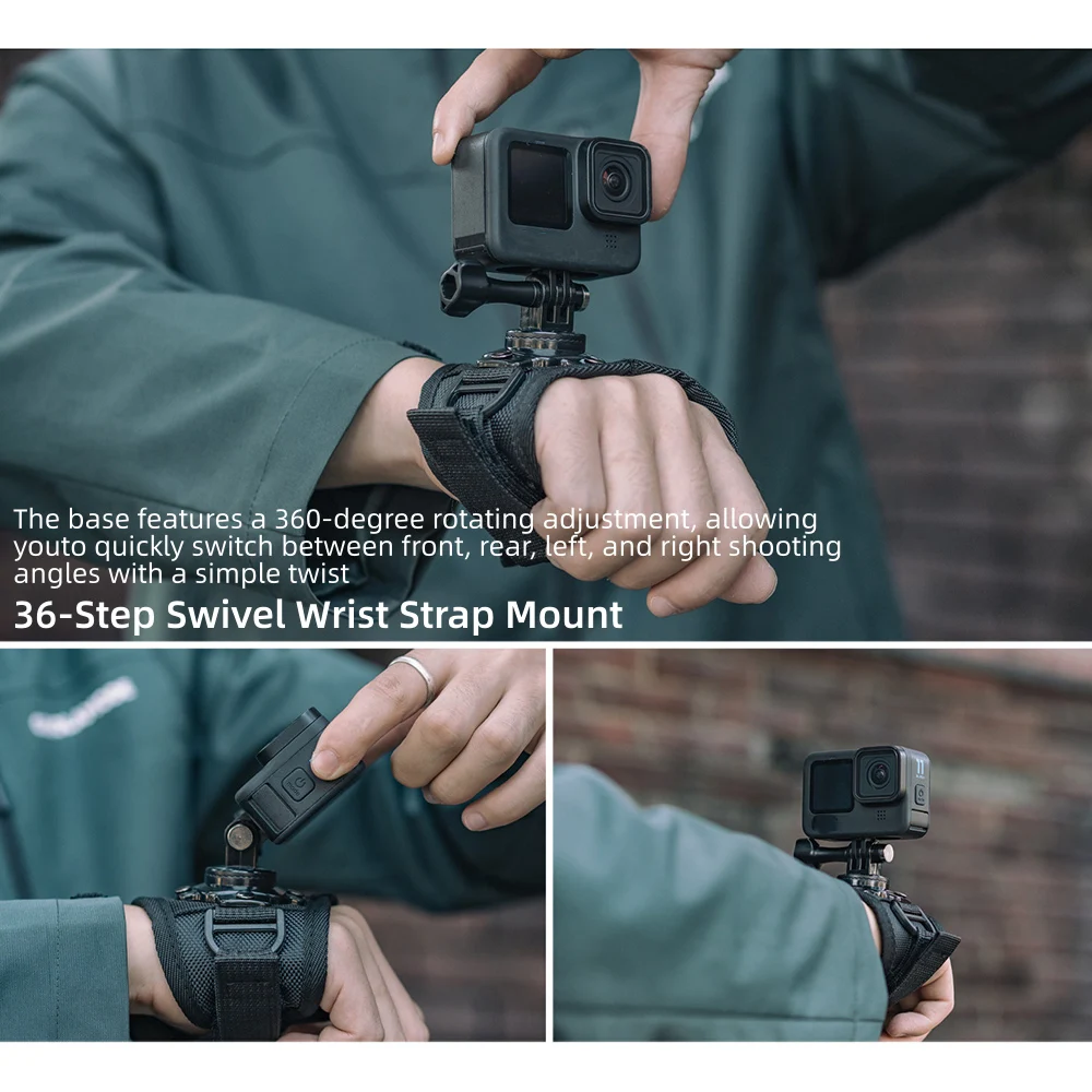 360° Palm Strap Mount Wrist Strap Fixed Bracket for GoPro Hero 13 12 11 Insta360 DJI Osmo Action 6/5/4 Sport Camera Accessories