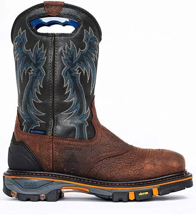 

Men's Work Western Boots Reinforced Sole Embroidered Detail Durable Rugged Design for Outdoor Autumn/winter Industrial Looks