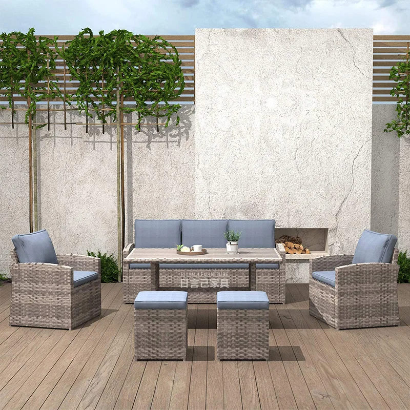 

Rattan chair coffee table leisure combination courtyard garden balcony outdoor balcony rattan furniture Nordic