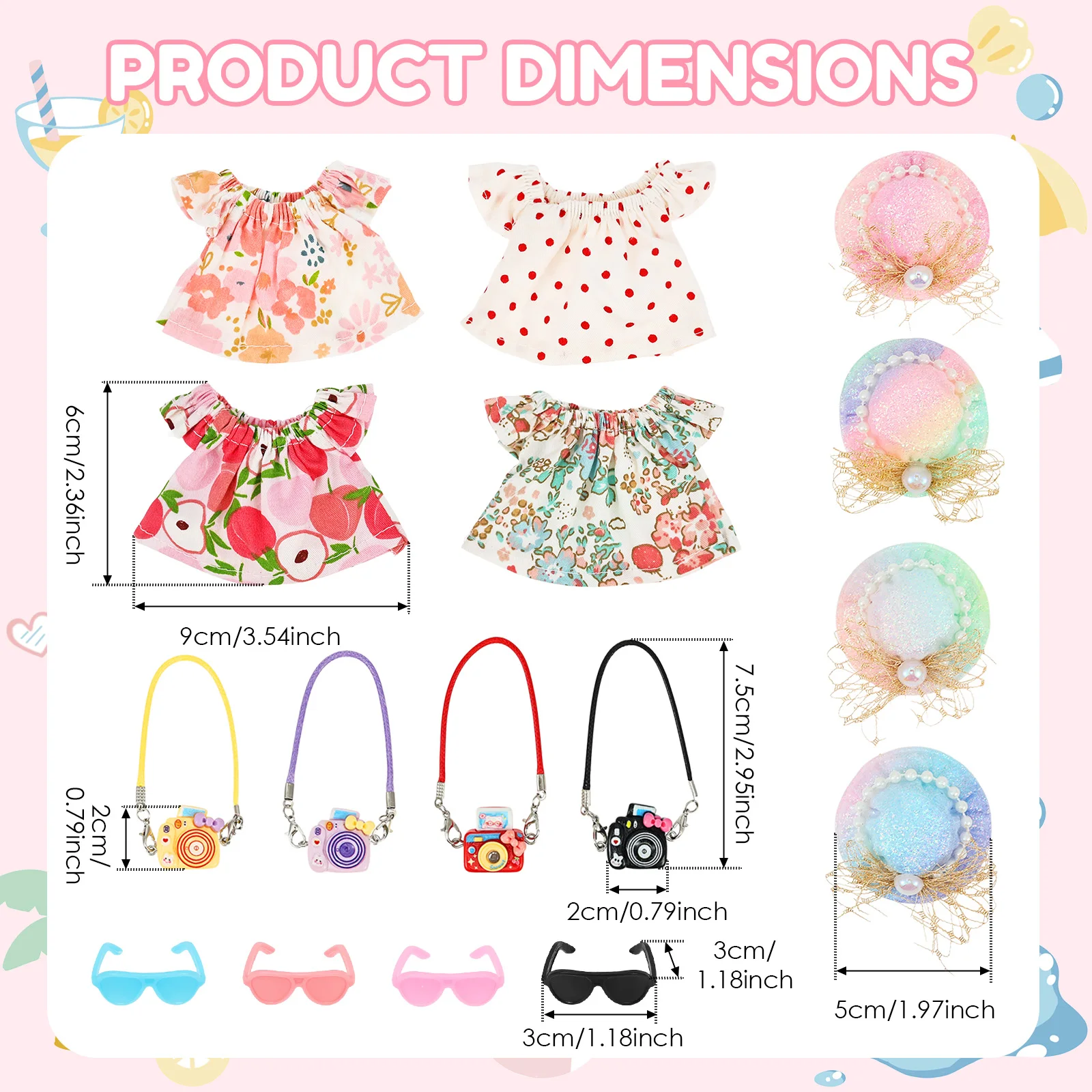 4 Sets 7 Inch Desk Goose Outfits for Dressing and Displaying Lovely Summer Themed Desk Goose Costume with Hat Bag Accessories