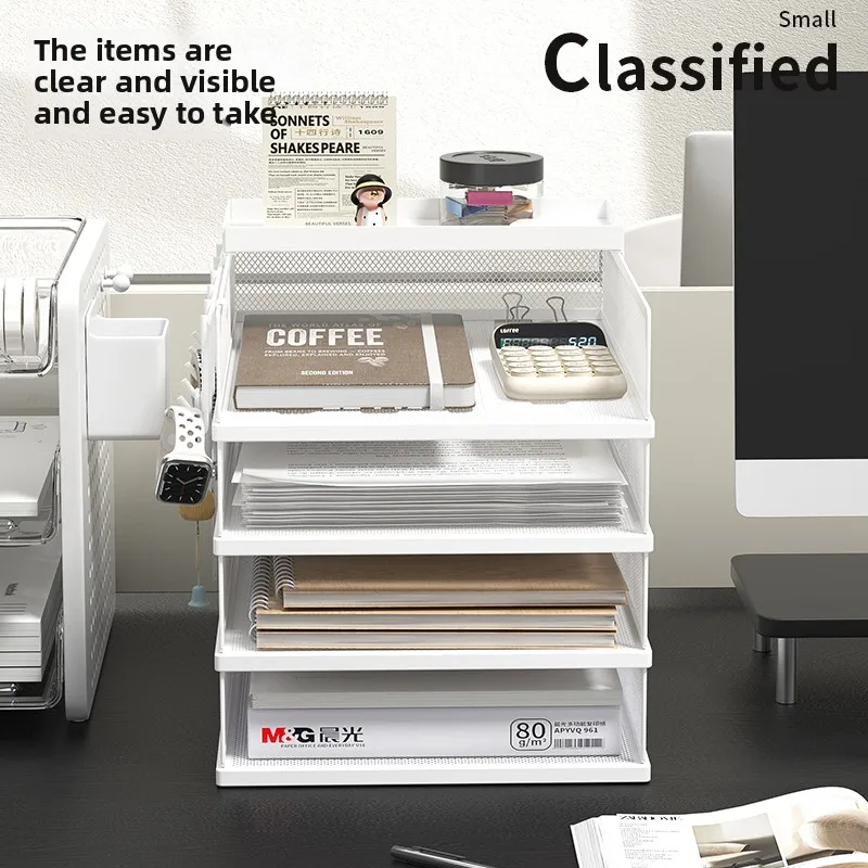 4-Tier Stackable Paper Tray, Metal Mesh Desktop Organizer, Paper Sorter, Letter Trays,File Document Storage Rack for for Office