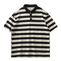 Summer Men's Polo Shirt Short Sleeve Stripe Polo Casual T-shirt Men's Tops Golf Shirts Mens Clothes for Women Golf Tee