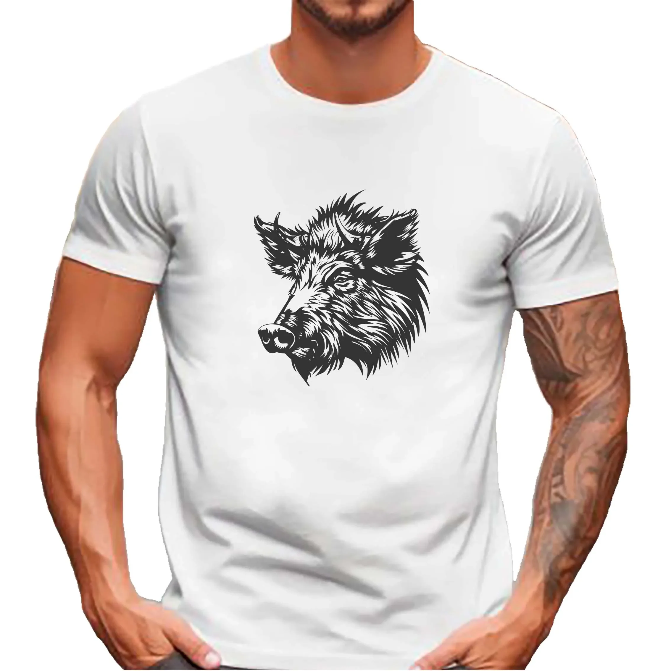 Boars Head Tshirt Design Streetwear Customized Graphics Men Fashion Tees 100% Cotton Diy Your Own Photo Custom Print T-shirt