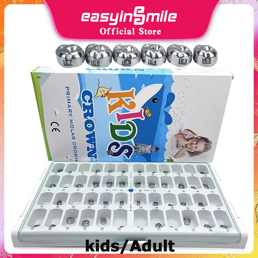 48/96 Pcs Dental Primary Molar Crown teeth Kids crown Baby Crown Preformed Stainless Steel Temporary Crowns  Dentistry Pediatric