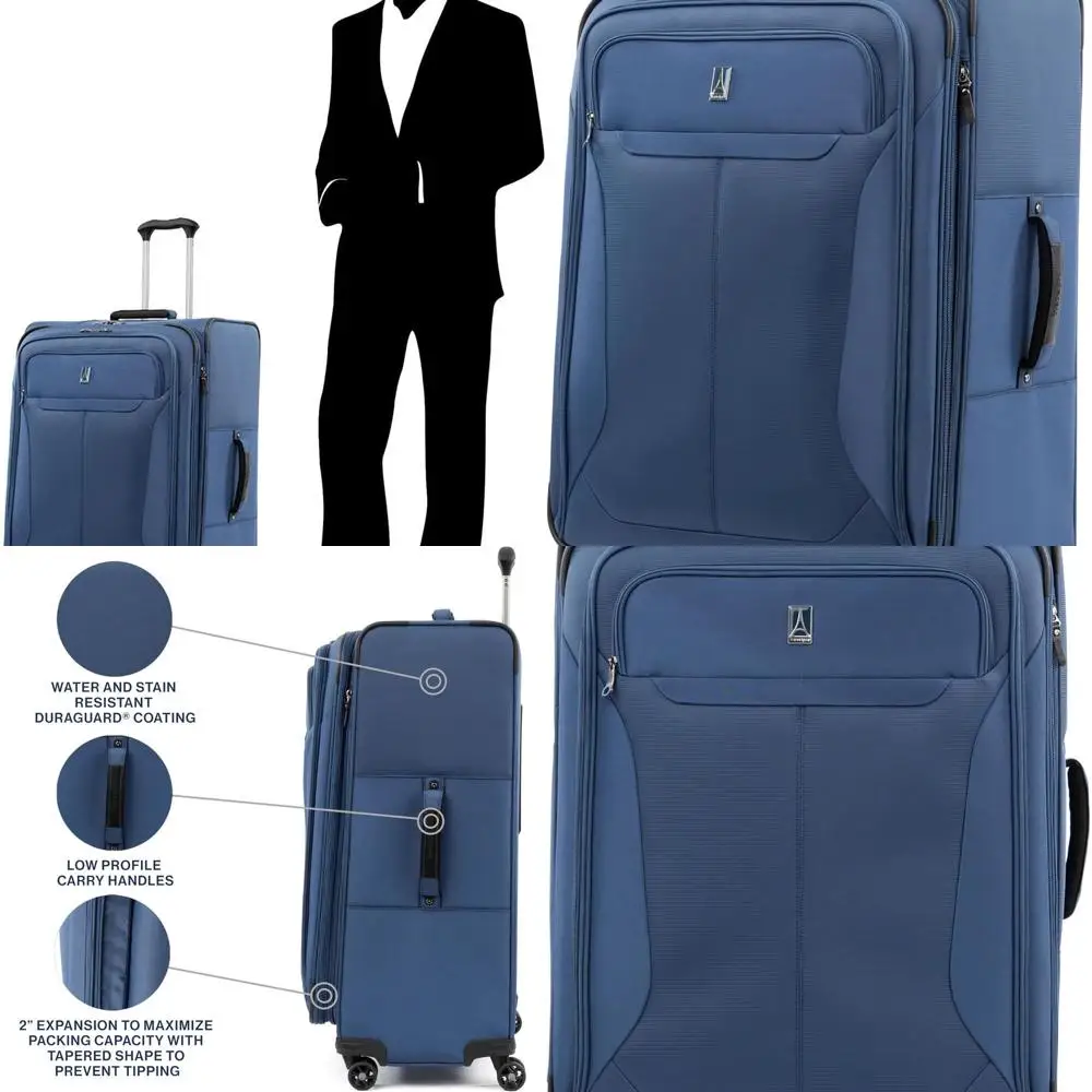 

29 Expandable Softside Luggage with 4 Spinner Wheels, Lightweight Large Suitcase, Blue