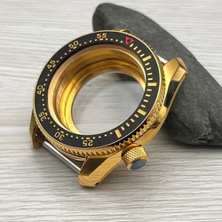 Mod 42mm Golden SPB185 Transparent Bottom Cover Watch Cases Fashion Bezel Fits Seiko NH35 NH36 Movement Men Watch Repair Parts