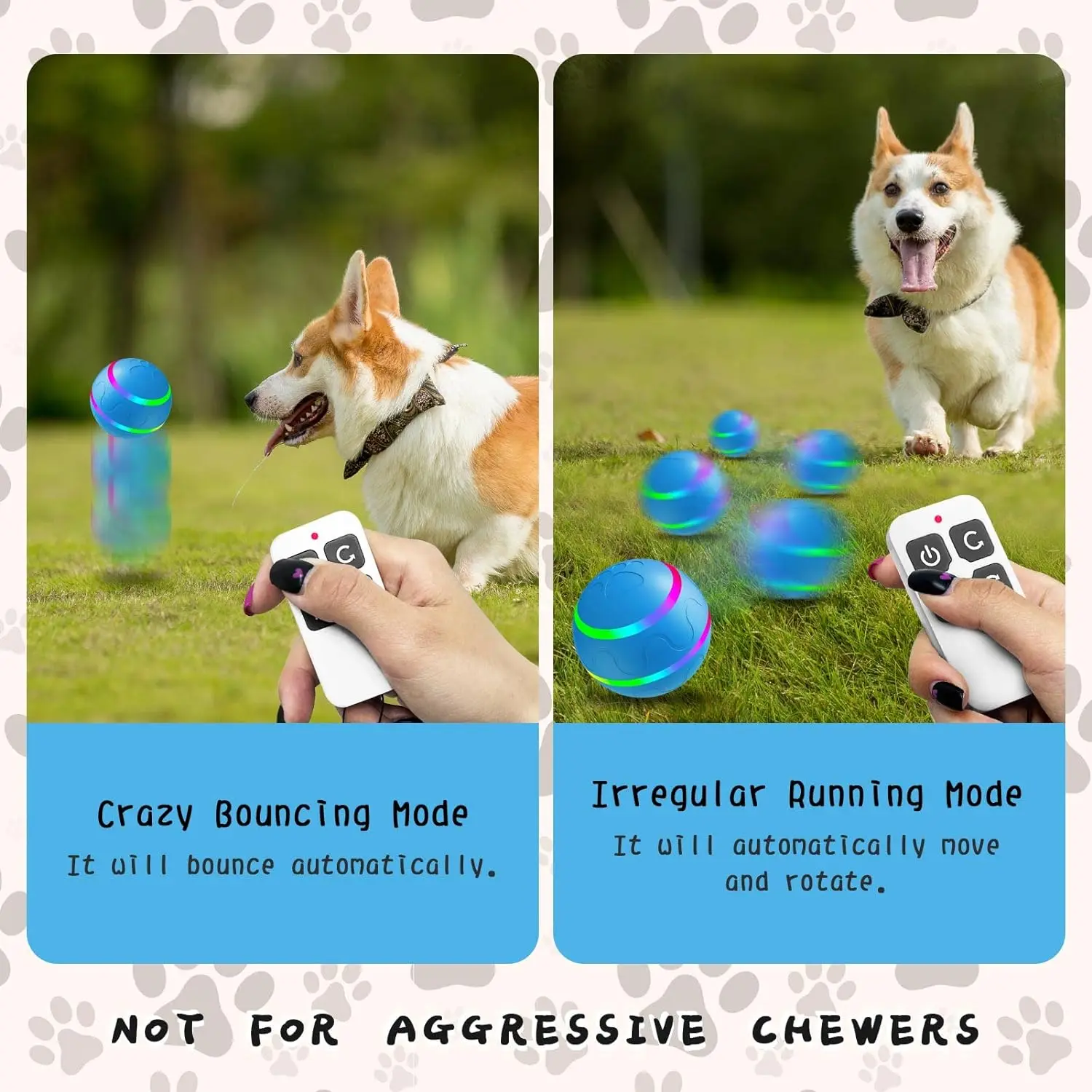 Interactive Dog Ball Toys, Active Rolling Ball for Dogs/Cats with Motion Activated/USB Rechargeable, Automatic Rolling Ball Toys