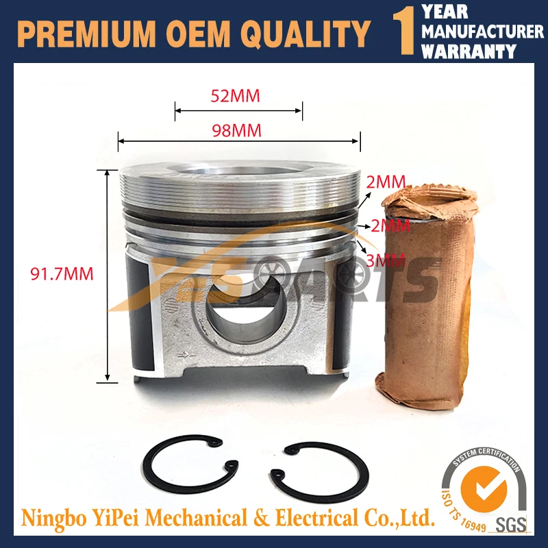 1 Set STD Piston & Ring for KUBOTA V3300 Engine