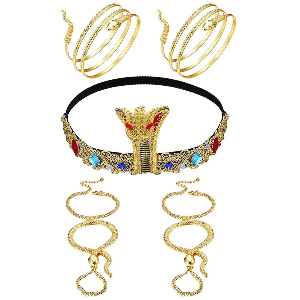 

Snake-shaped Headband Bracelet Set Decorative Headpiece Bracelets Girls Halloween Costume Creative Animal Hairband Props