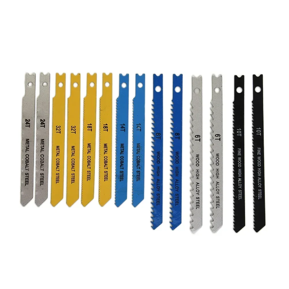 14pc Jig Saw Blade Set HCS Assorted Saw Blades With U-shank Fast Cut Down Professional Jigsaw Blade Woodworking Tool