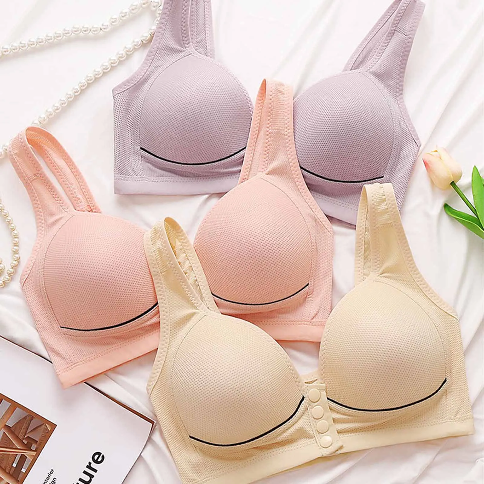 Front Open Maternity Nursing Bra Plus Size Mother Pregnant Women Underwear Cotton Breast Feeding Bras Wire Free Pregnancy Clothe