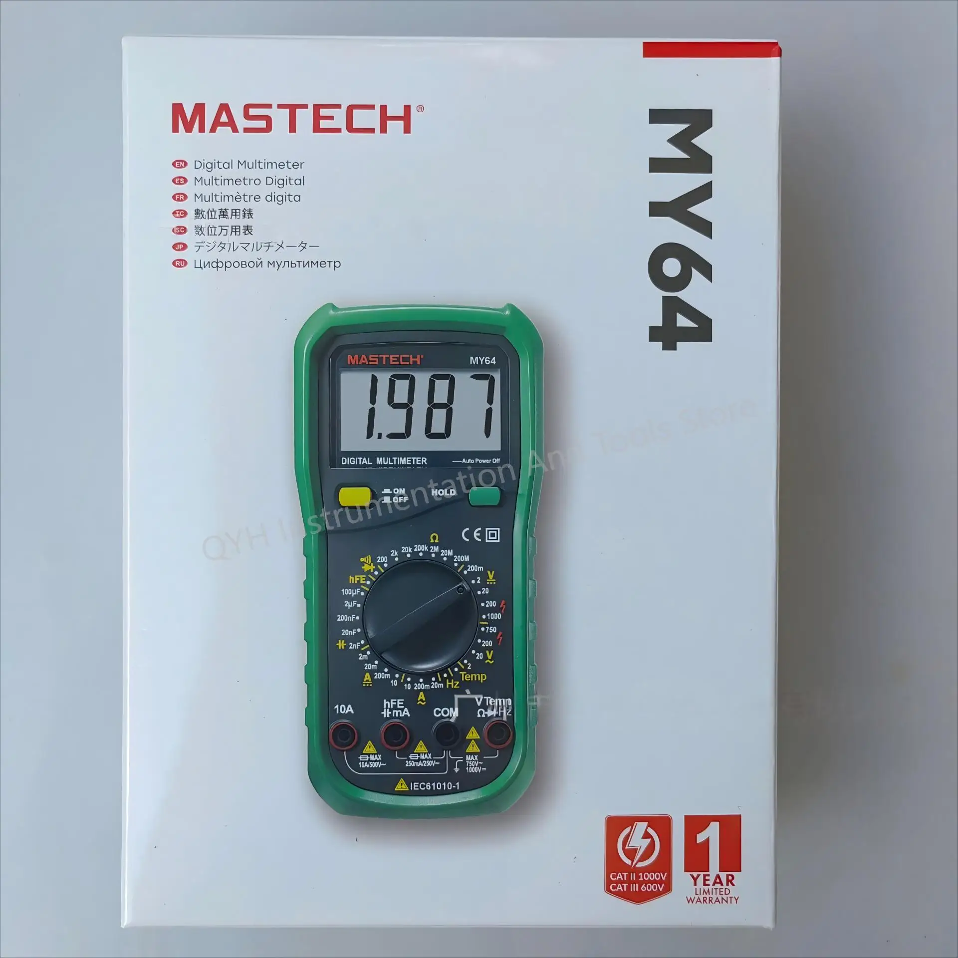 MASTECH MY64 مقياس رقمي متعدد الوظائف DMM تردد السعة جهاز قياس درجة الحرارة ث/HFE اختبار شاشة ديجيتال متر