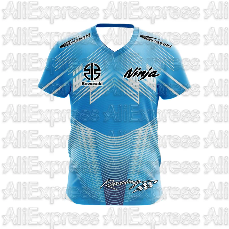 

MOTO 2025 Summer New Men's Motorcycle T-shirt Kawasaki Logo 3D Printed Casual Short Sleeve Breathable T-shirt Fashionable Trend