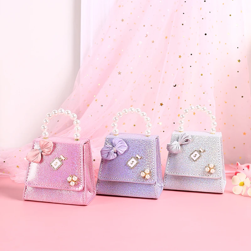 Kids Purses and Handbags Mini Crossbody Cute Girls Pearl Hand Bags Tote Little Girl Small Coin Pouch Party Purse  Festive Gift