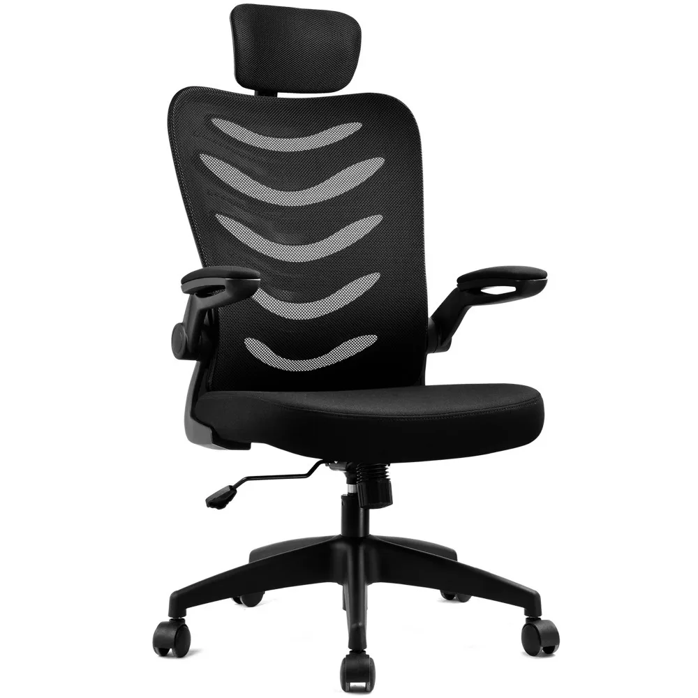 

Gaming Office Chair Ergonomic High Back Executive Adjustable With Headrest Flip-Up Armrests Black Computer Armchair Furniture