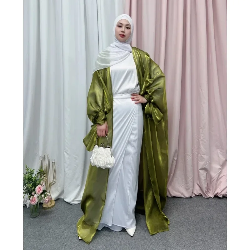 

Мусульманское платье Ид Абая Дубай по индивидуальному заказу, 2022, мусульманское платье с пышными рукавами, шелковистые турецкие кафтаны для женщин, халат, кимоно, ислам, абайя, Femme Musulmane