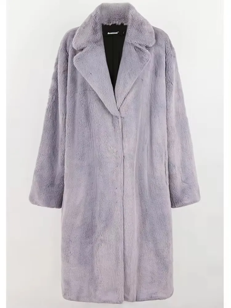 Mauroicardi Autumn Winter Long Thick Warm Soft Black Faux Fur Coat Women Lapel Loose Casual Korean Fashion Fluffy Jacket 2025