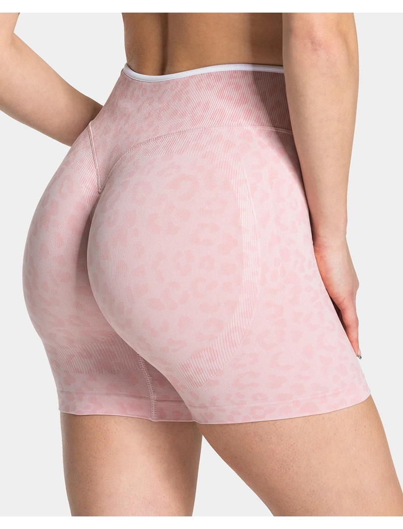 Leopard Print Yoga Shorts for Women, High Waisted Workout Shorts, Butt Lifting Fitness Shorts, Sexy Gym Booty Shorts image 4