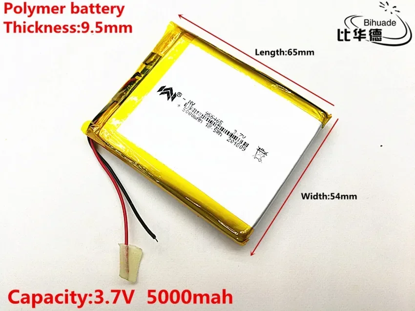 

955465 955565 3.7V 5000mAH Rechargeable Lithium Polymer Battery Li-Po for Tablet Power Bank Hand Warmers PH 2.0mm 2pin Plug