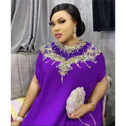 Party Dress Women Clothing African Print Fashion Beaded Embroidered Robe For Lady