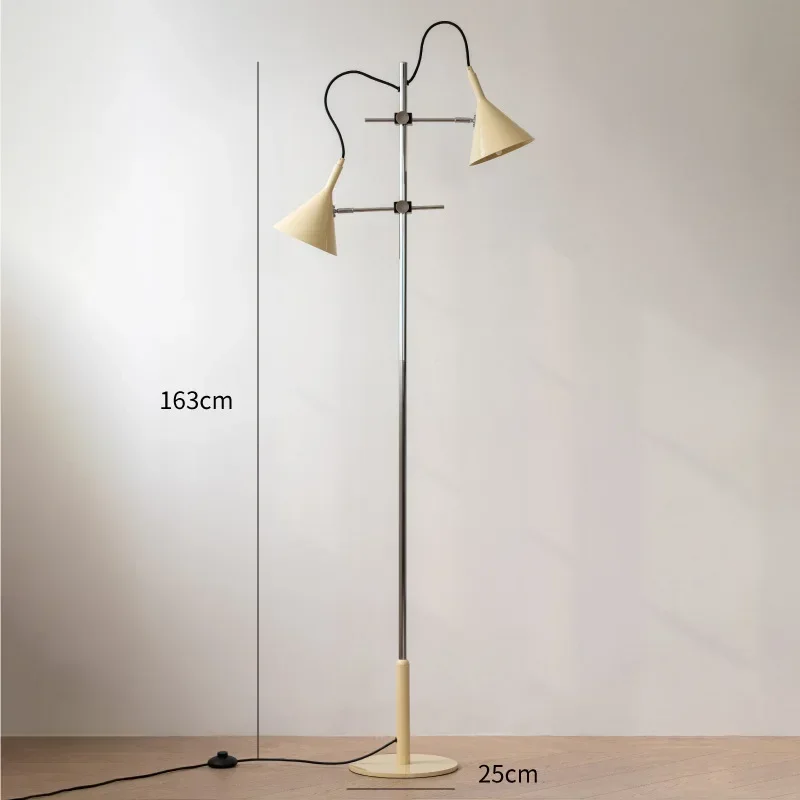 

GHEUVNJ Floor lamp, minimalist modern dual adjustable light source, living room, bedroom, Japanese retro atmosphere lighting fi