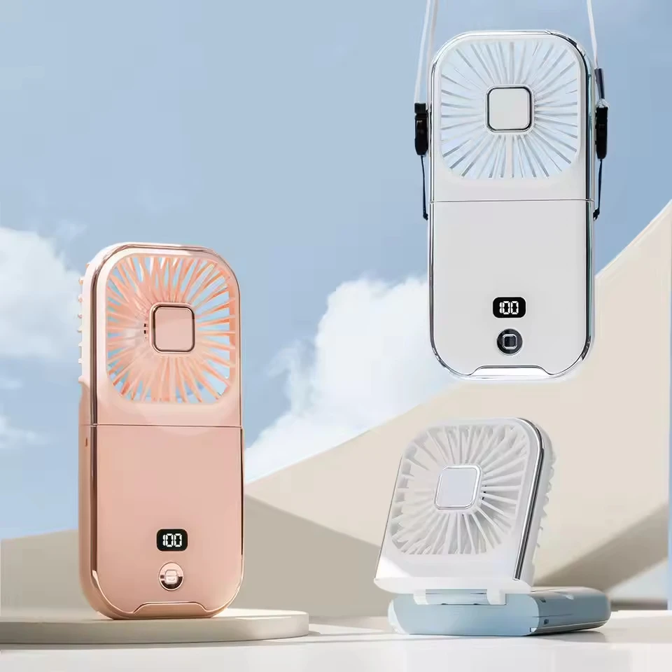 

Portable Personal Handheld Mini Fan With 3000mAh Power Bank Rechargeable USB Fan And Folding Phone Holder