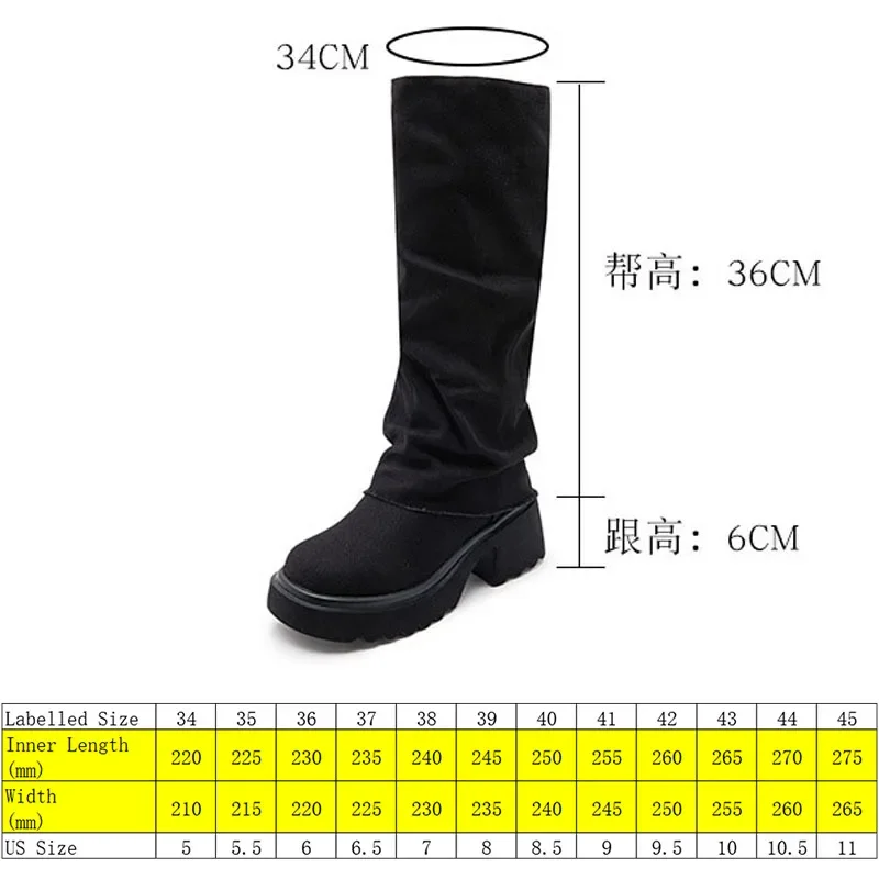 Fujin 6cm Denim Synthetic Platform Wedge Ankle Knee Autumn High Booties Fashion Round Toe Hollow ZIP Leisure Spring Women Shoes