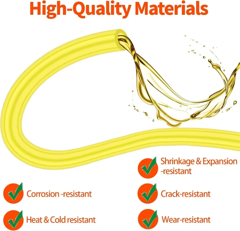 Yellow Gas Fuel Line Hose Tubing Small Engine Chainsaw Lawn Mower String Trimmer Flexible Fuel Tubing Set Power Tool Accessories