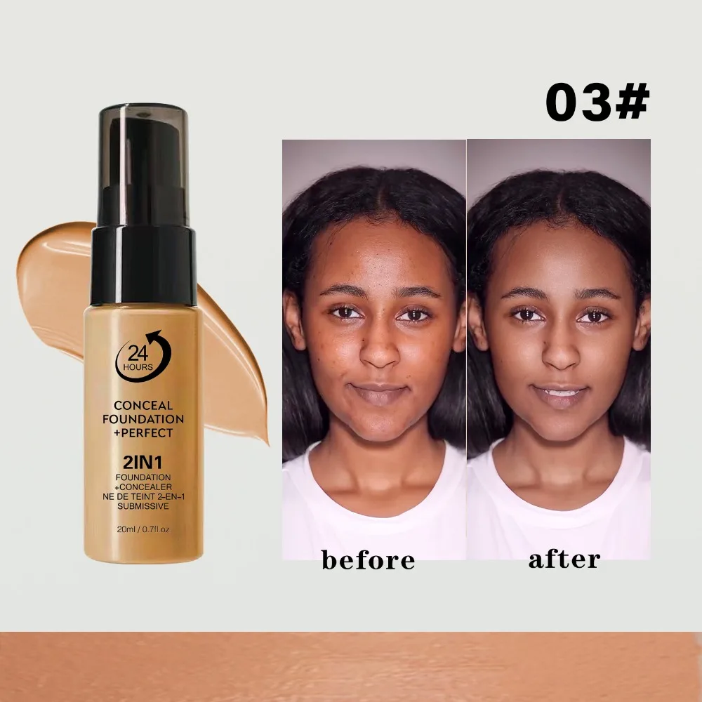 New Waterproof Liquid Foundation Matte Full Coverage Face Foundation Cream Creamy Texture Sweat Proof Foundation Concealer Cream