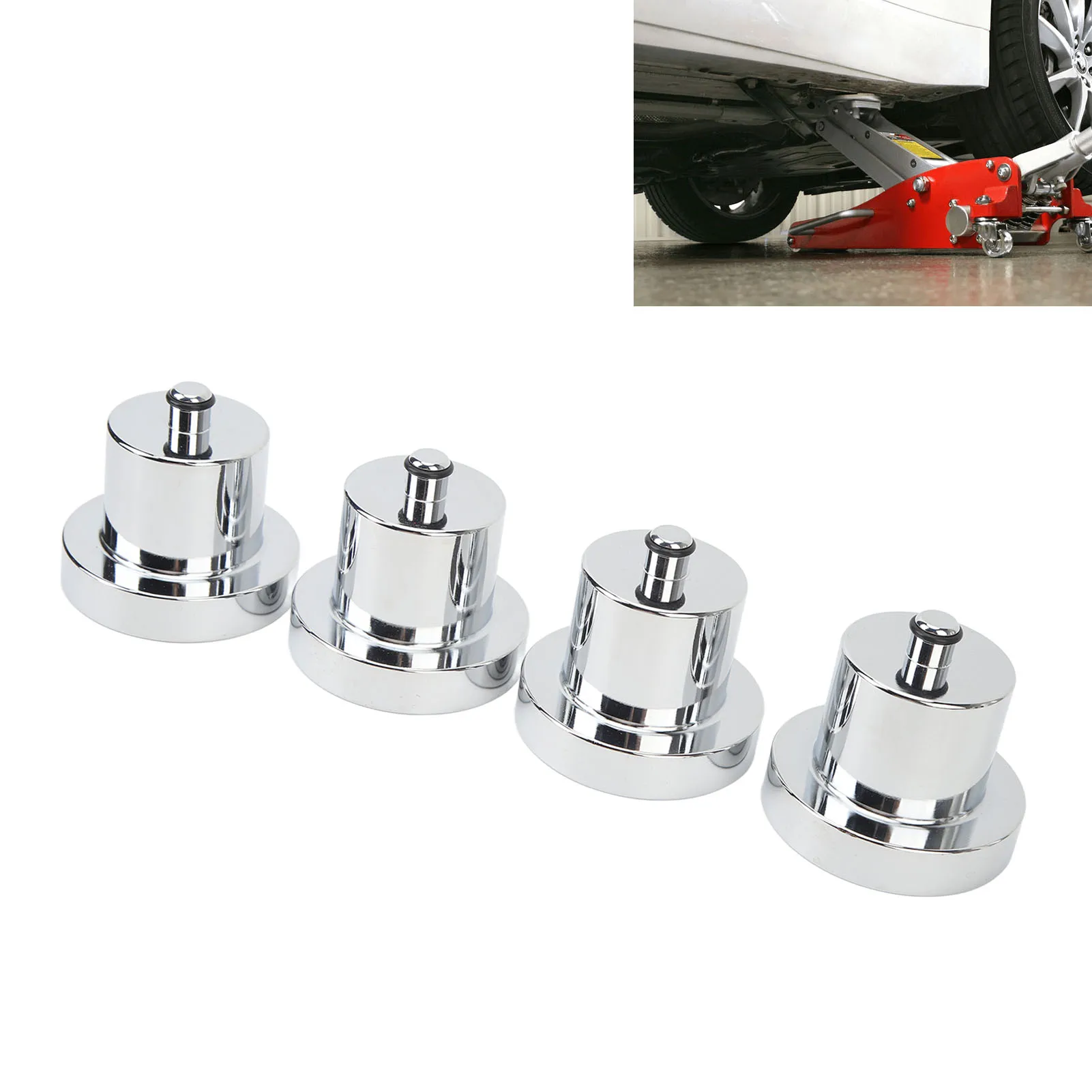 

4 Pcs Lifting Jack Pad Silvery Aluminium Alloy Lift Point Jack Adapter Pucks Jack Pad Stand for Rivian R1T R1S