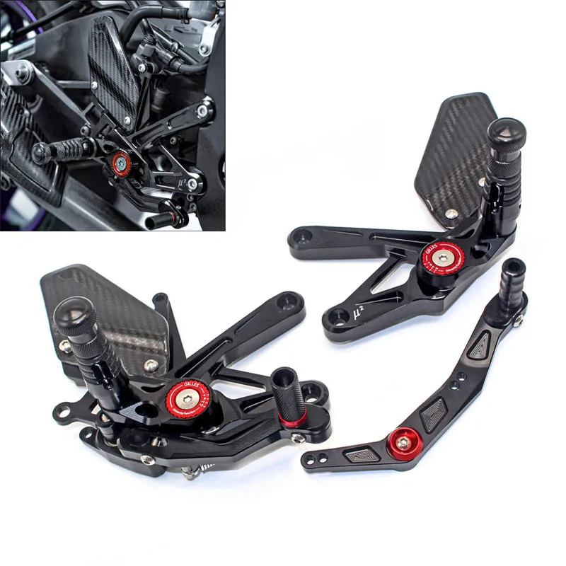For Yamaha R1 R1M YZFR1M YZFR1 2015-2026 Motorcycle CNC & Carbon Fiber Racing Rearset Footpeg Footrest Rear Set