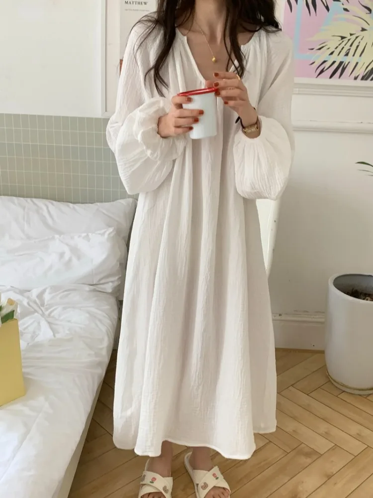 

Ladies Pure Cotton Gauze Spwear Long Sve V-Ne Loose Comfortable Home Clothes Spring Autumn Winter Seasonal Use