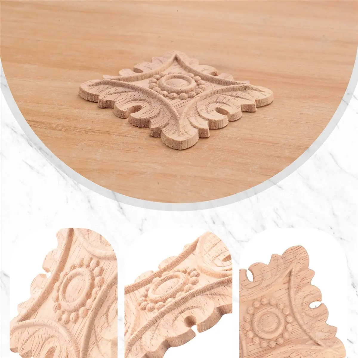 2026 Trend-Vintage Unpainted Wood Carved Corner Onlay Applique Frame Background Wall Cabinet Door Decor Decoration