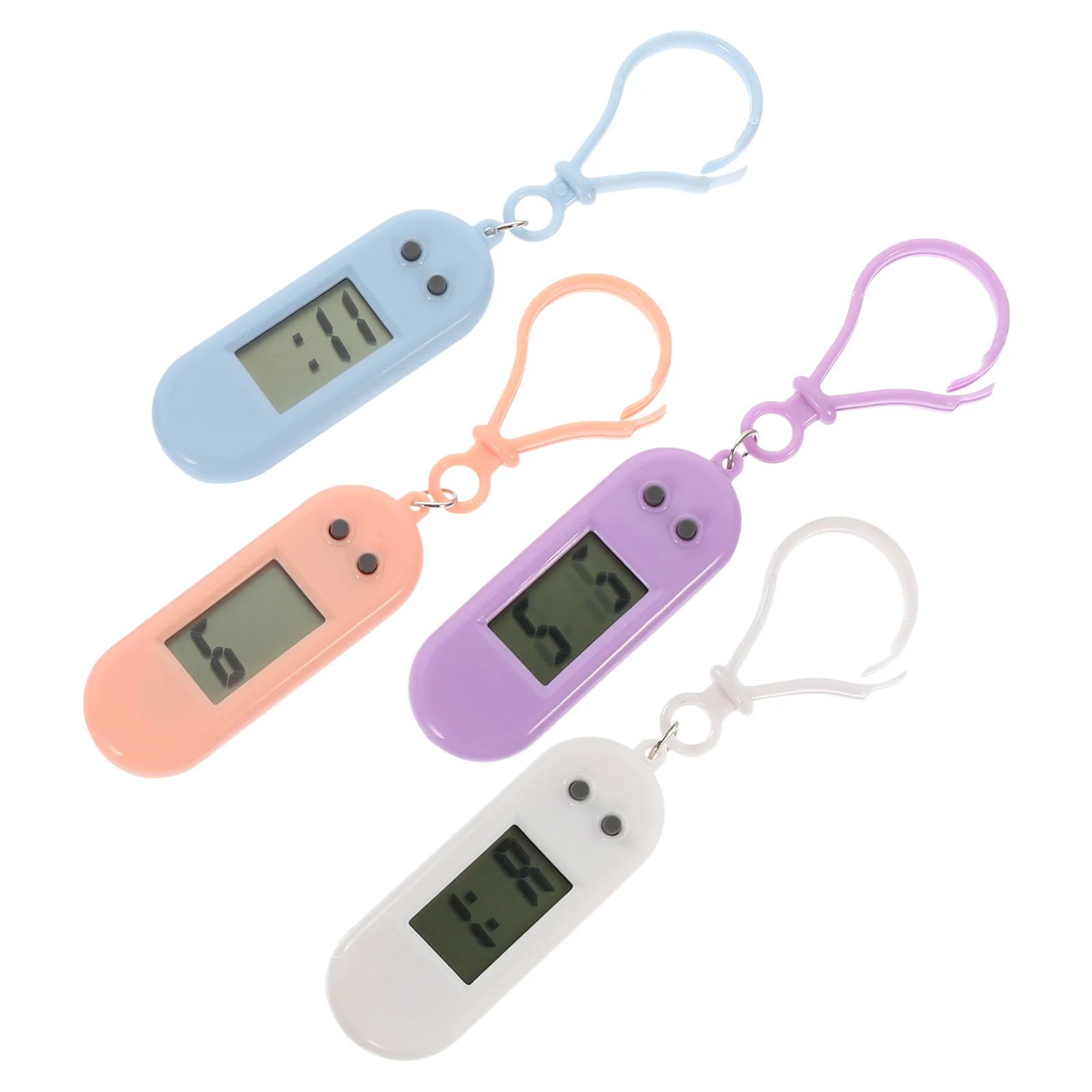 4Pcs Keyring Pocket Watch Compact Time Keeper Lightweight Portable Clip for Students Travel Outdoor Daily Use