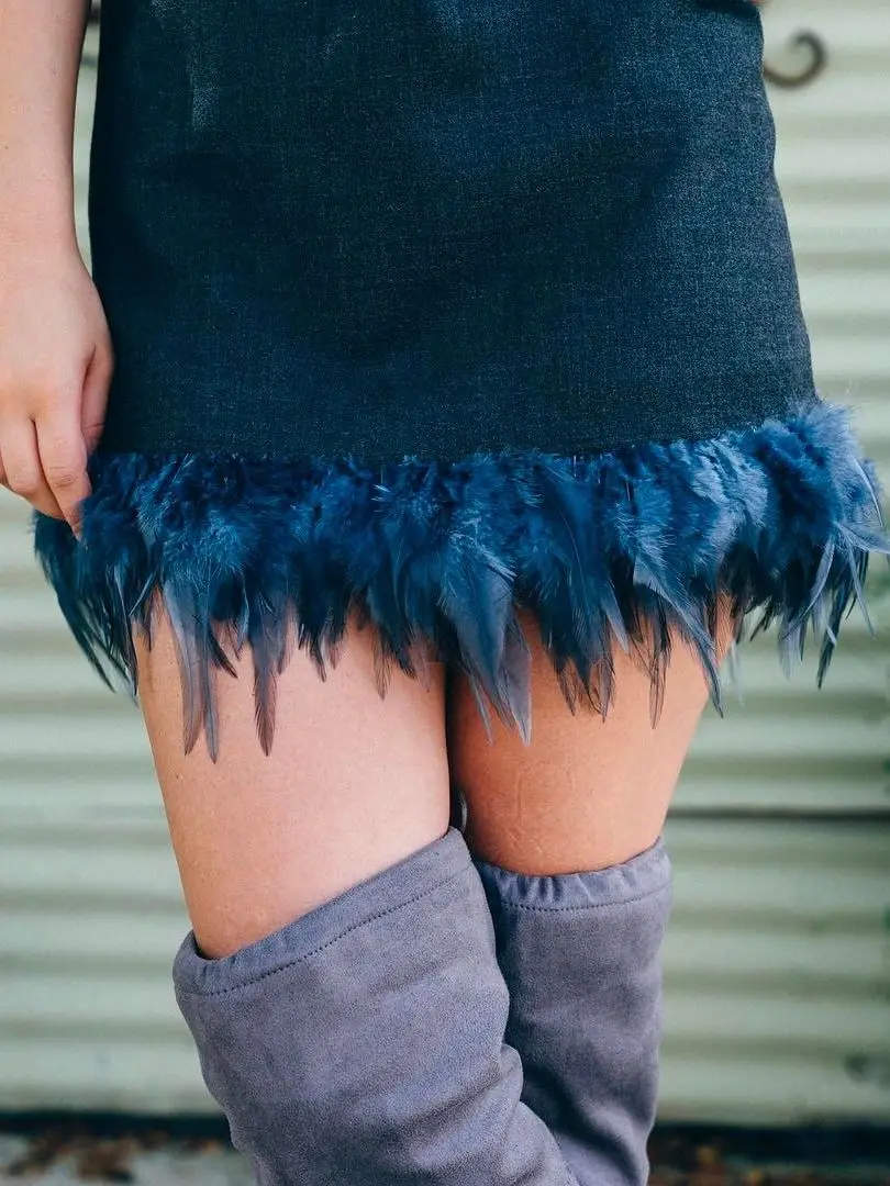 Ruban d'habillage à franges en plumes de poulet, 1-25 mètres, 8-13cm, plumes de coq, plumes artisanales, bricolage, couture, coupe pour vêtements, Costume