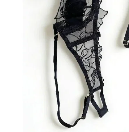 Padded Bra Set Small Bust | Lace Embroidered & Mesh Underwear Set with Soft Underwire, Comfortable Demi Cup Sexy Tushy KUCLUT