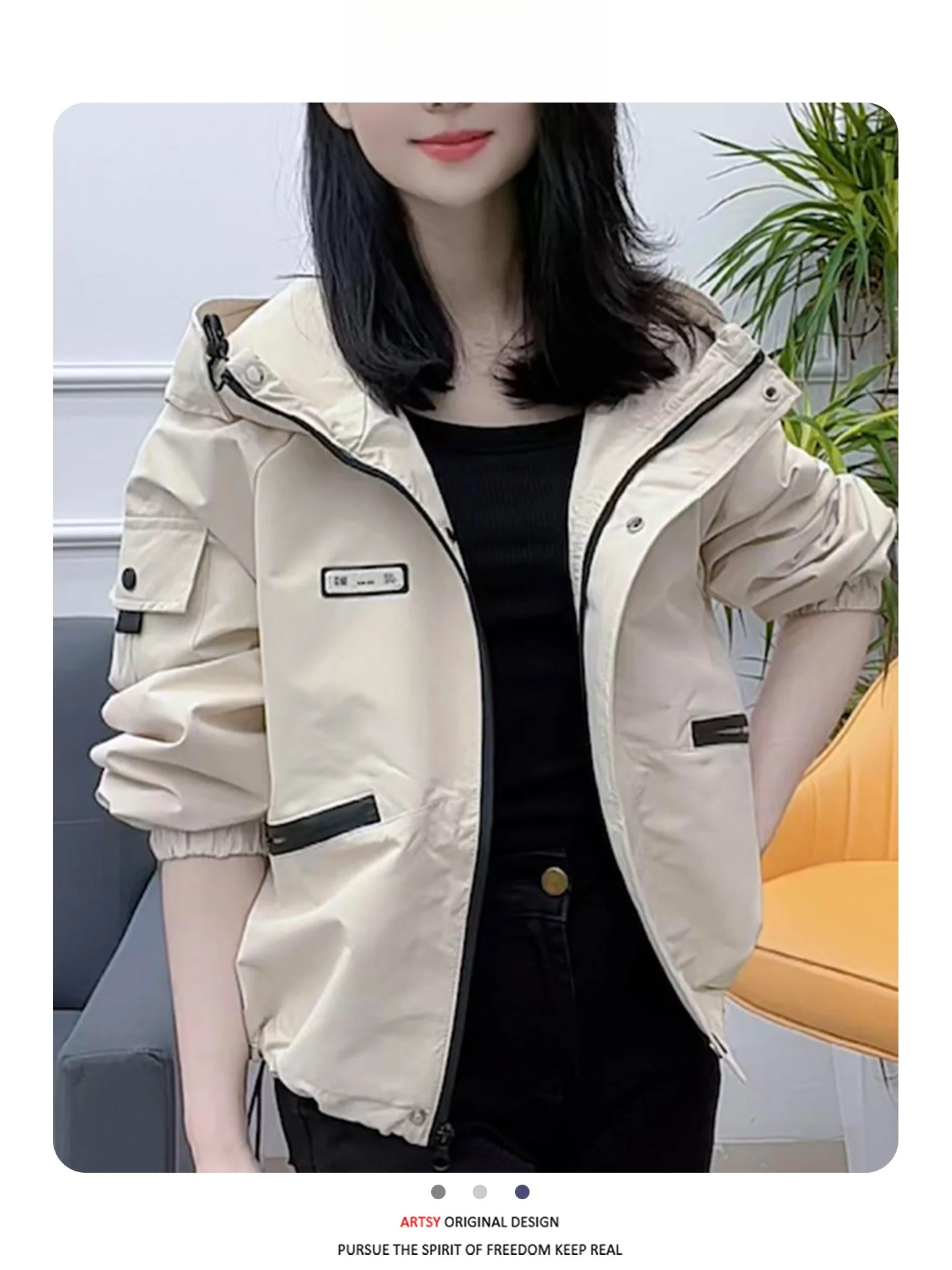 

Simple Sle Women's Jaet 2026 Autumn New Arrival ort Coat Casual Versatile Hooded Ladies Outerwear Warm Long Sve Coat