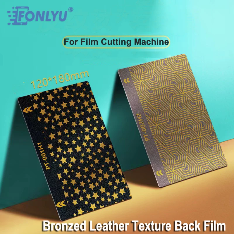 

FONLYU 50pcs Bronzed Pattern Leather Texture Back Sticker For iPhone 13 14 15 Pro Max Protect Rear Skin For Film Cutting Machine