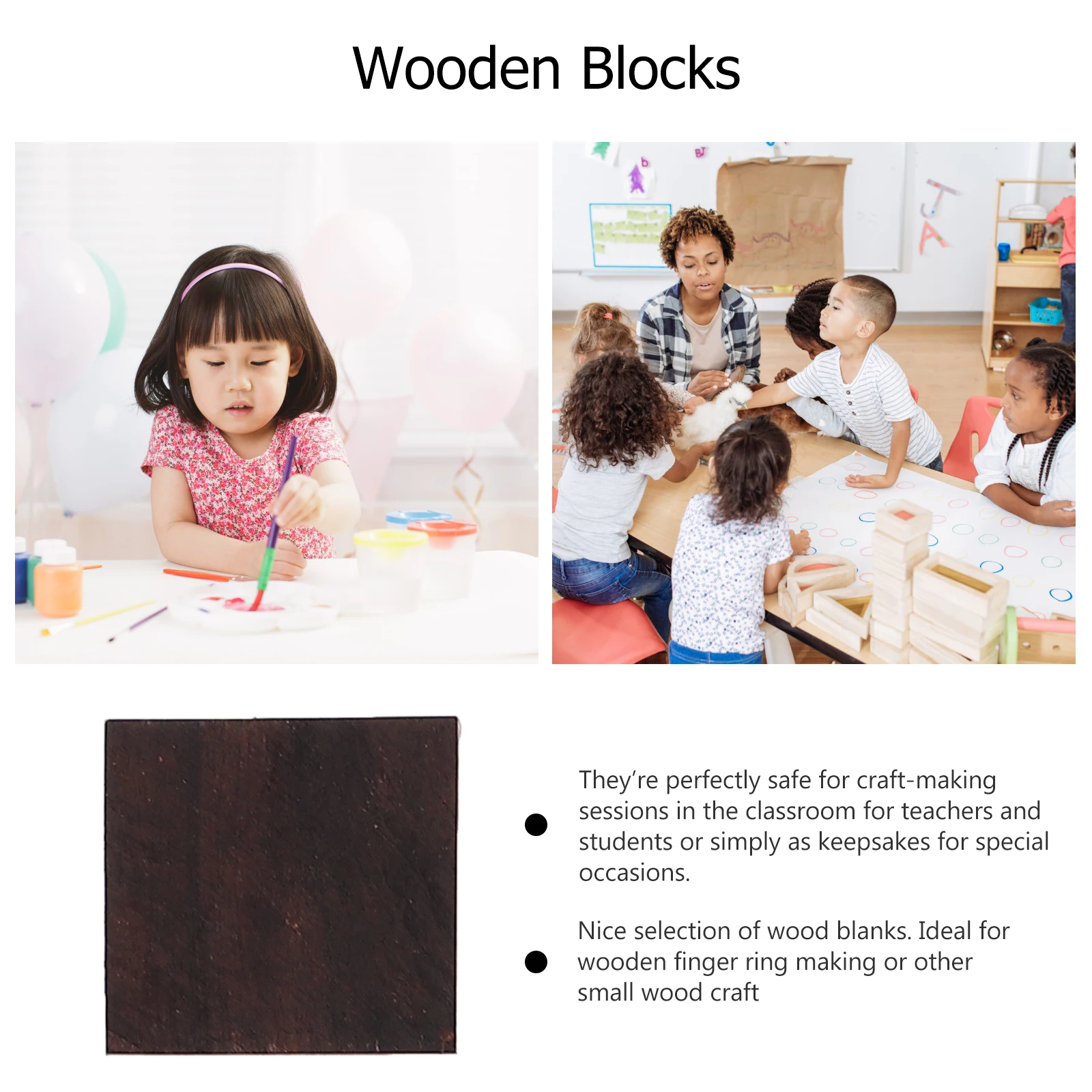 

24pcs Diy Wooden Ring Material Unfinished Carving Wood Blocks For Crafts Painting Gluing Classroom Art Supplies Small Wood