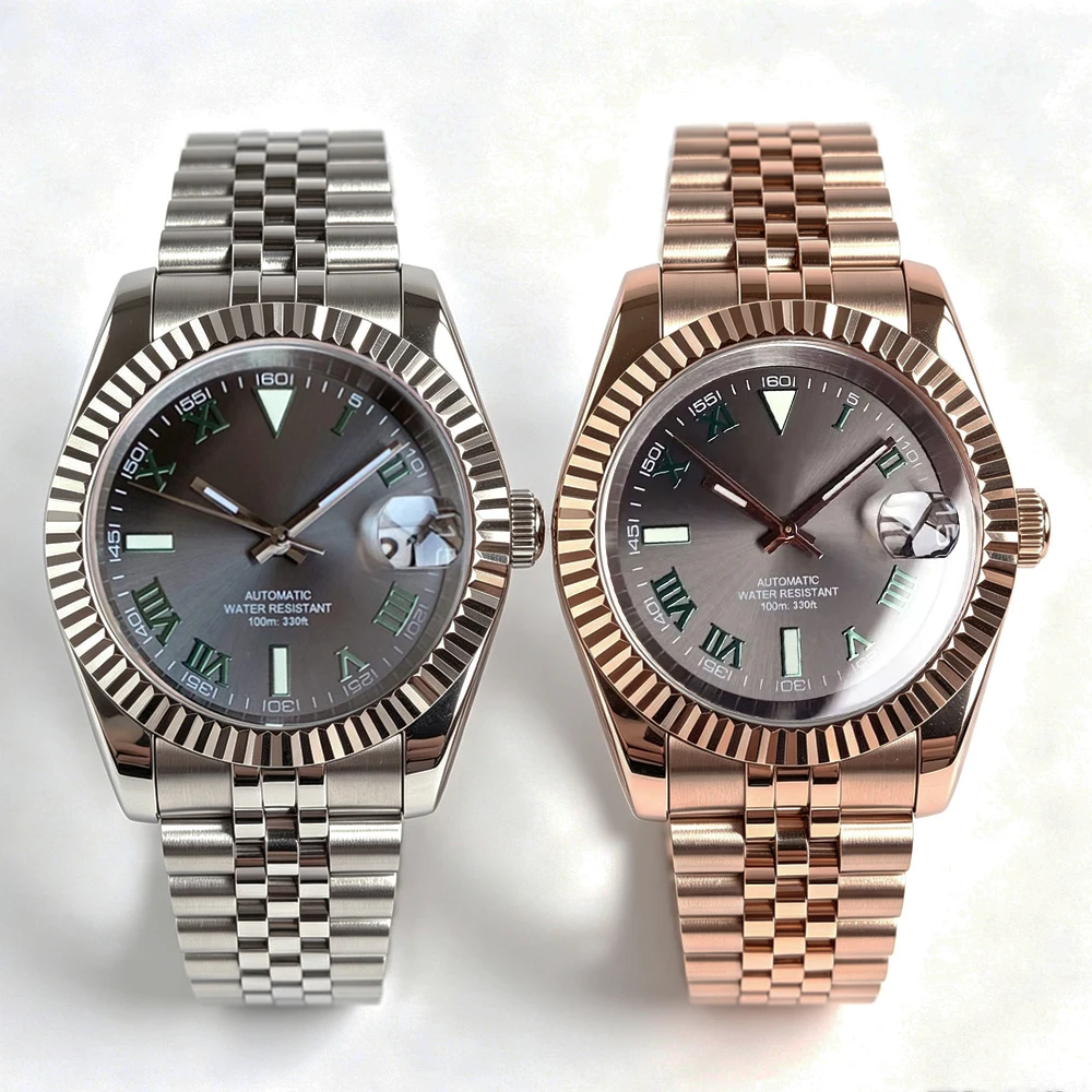 36mm 39mm Sunburst Grey Dark Green Roman Numbers Dive Japanese NH35 Miyota Automatic Men Watch Stainless Steel Sapphire Glass